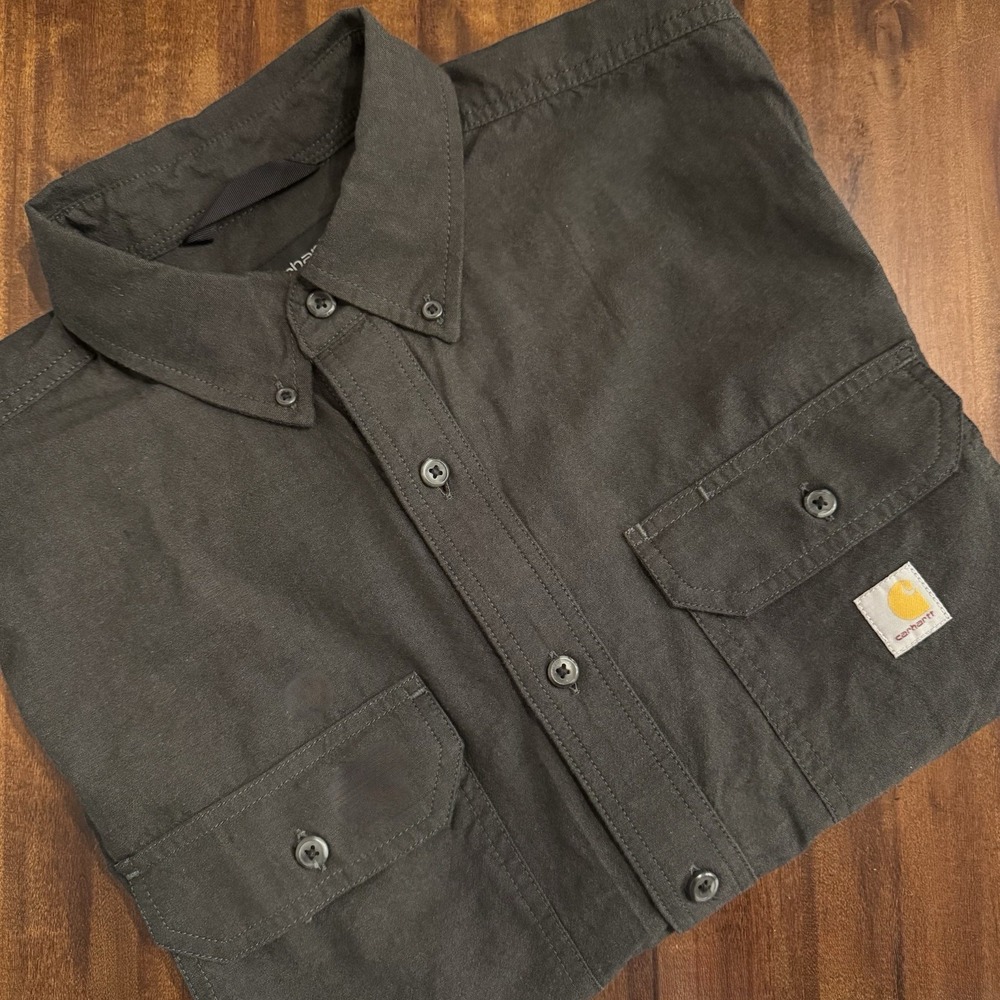 Carhartt Men's Rugged Flex Short-Sleeve Work Shirt Size Medium Gray